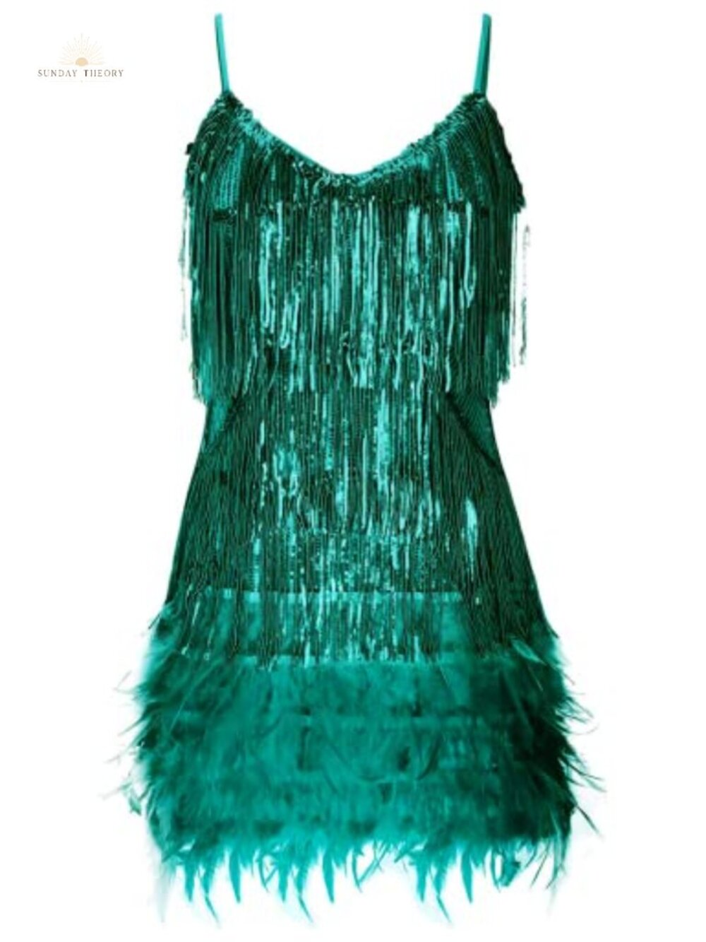 Sequin Cocktail Dress 1920s Gatsby Fringe Mini Feather Party